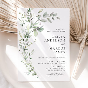 Boho Sage Greenery Botanical Wedding Invitation