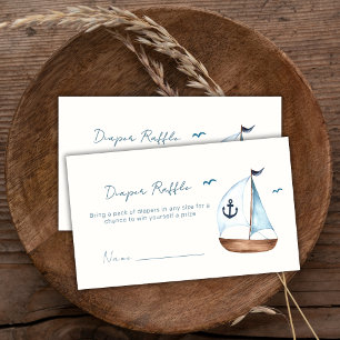 Boho Sailboat Anchor Diaper Raffle Baby Shower Enclosure Card