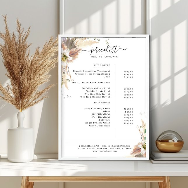 Boho Salon Price List Poster (Creator Uploaded)