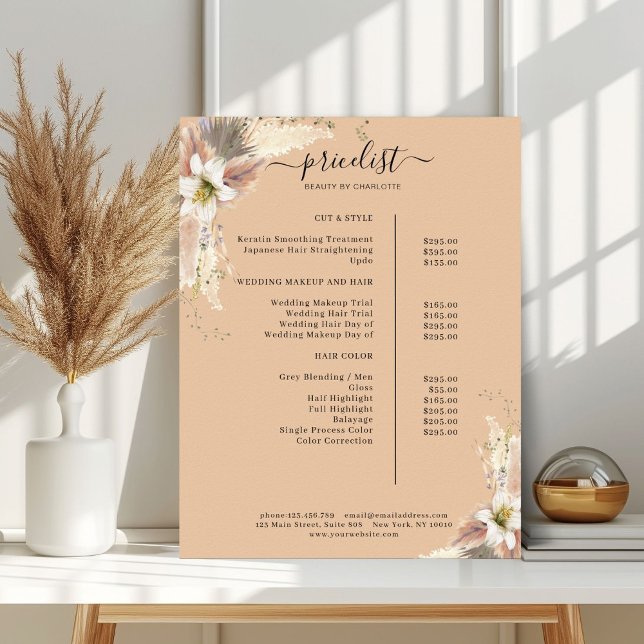 Boho Salon Price List Poster (Boho Salon Price List Poster)