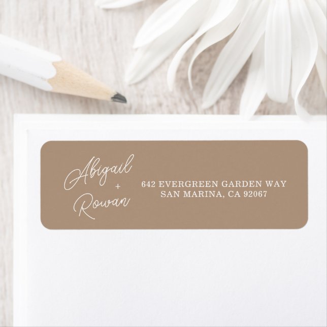 Boho Sand Minimalist Script Return Address Label (Insitu)