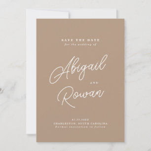 Boho Sand Minimalist Script Save the Date Card
