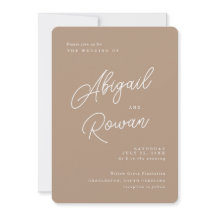 Boho Sand Minimalist Script Wedding Invitation