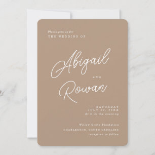 Boho Sand Minimalist Script Wedding Invitation