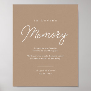 Boho Sand Minimalist Script Wedding Memorial Sign