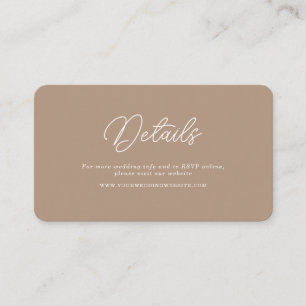 Boho Sand Minimalist Script Wedding QR Details Enclosure Card