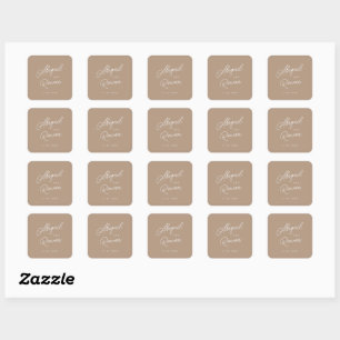 Boho Sand Minimalist Script Wedding Sticker