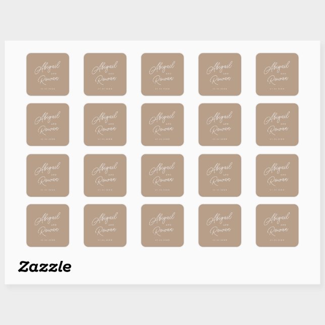 Boho Sand Minimalist Script Wedding Sticker (Sheet)