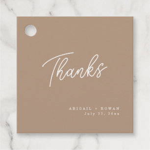 Boho Sand Minimalist Script Wedding Thank You Favour Tags