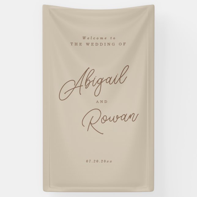 Boho Sand Minimalist Vertical Wedding Welcome Banner (Vertical)