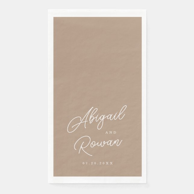 Boho Sand Script Minimalist Wedding Guest Towels Napkin (Front)