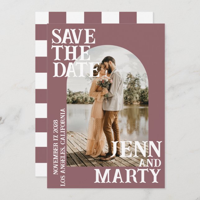 Boho Save the Date, Photo Minimalist Save the Date Invitation (Front/Back)