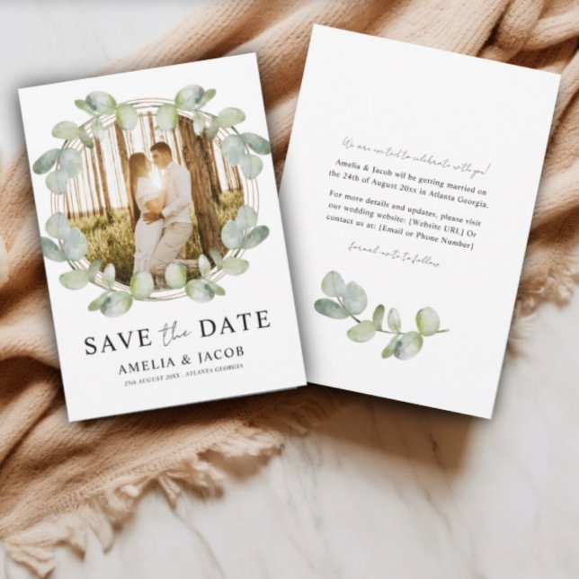 Boho Save the Date Sage Green Eucalyptus Wedding (Creator Uploaded)