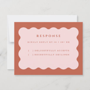 Boho Scallop Terracotta & Blush Wedding RSVP Card