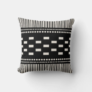 Boho Scandinavian Lines Dots Black White Cushion
