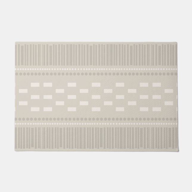Boho Scandinavian Lines Dots Taupe Doormat (Front)