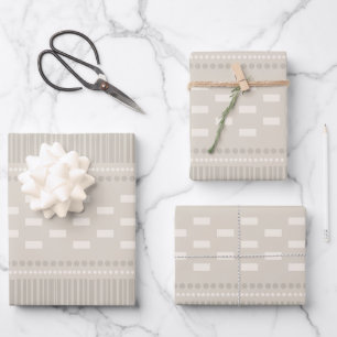 Boho Scandinavian Lines Dots Taupe Wrapping Paper Sheet