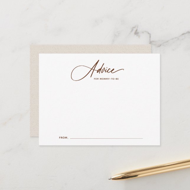 Boho Script Baby Shower Advice Card (Front/Back In Situ)