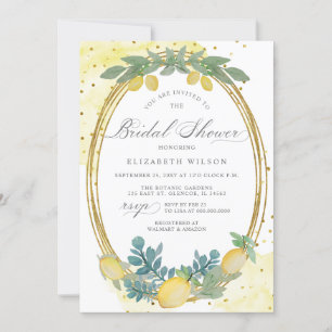 Boho Script Lemon Citrus Summer Bridal Shower Invitation