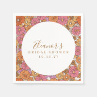 Boho Script Ochre Pink Floral Bridal Shower Custom