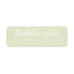 Boho Script Pastel Green Wedding Return Address