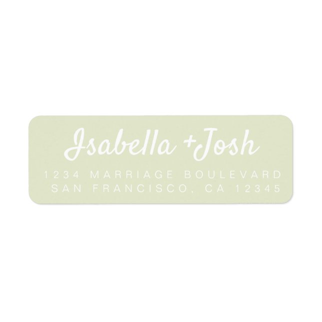 Boho Script Pastel Green Wedding Return Address (Front)