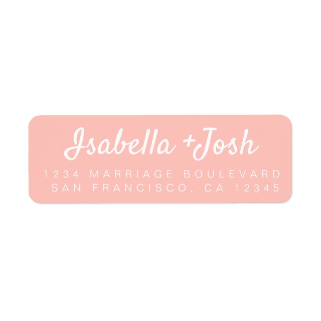 Boho Script Pastel Pink Wedding Return Address (Front)