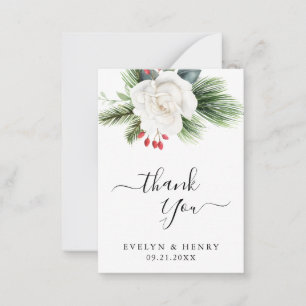 Boho Script Pine Greenery Wedding Budget Thank You Card