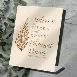 Boho Script Text Rehearsal Dinner Welcome Pedestal Sign