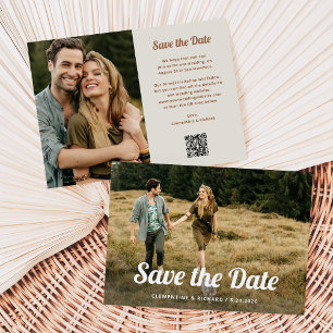 Boho Script   Two Photo and QR Code Save The Date