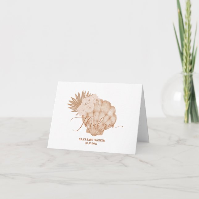 Boho Seashell Baby Shower Thank You Card (Front)