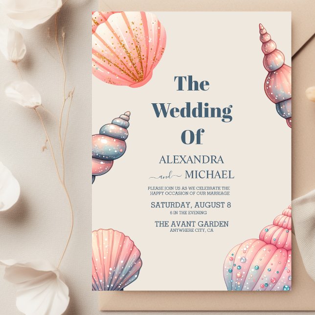 Boho  Seashells Beach Unique Wedding Invitation (Creator Uploaded)