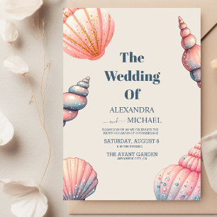 Boho  Seashells Beach Unique Wedding Invitation
