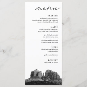 Boho Sedona Arizona Black & White Wedding Dinner Menu