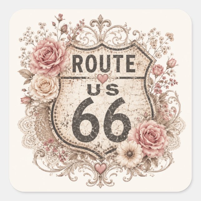 Boho Shabby Chic Mother Road Decal Square Sticker (Front)