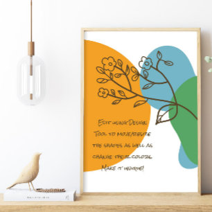 Boho Shapes Simple Lineart Flower Calm Quote Poster