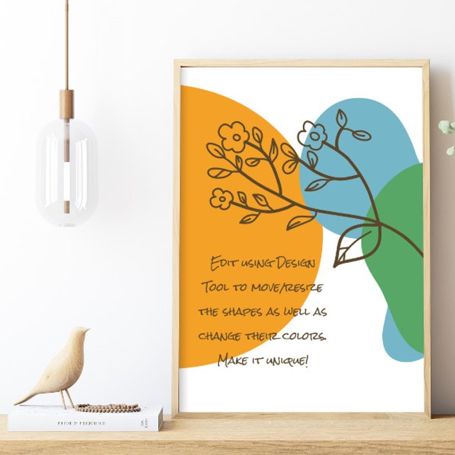 Boho Shapes Simple Lineart Flower Calm Quote Poster (Creator Uploaded)