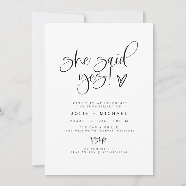 Boho She Said Yes Engagement Party Invitation (Front)