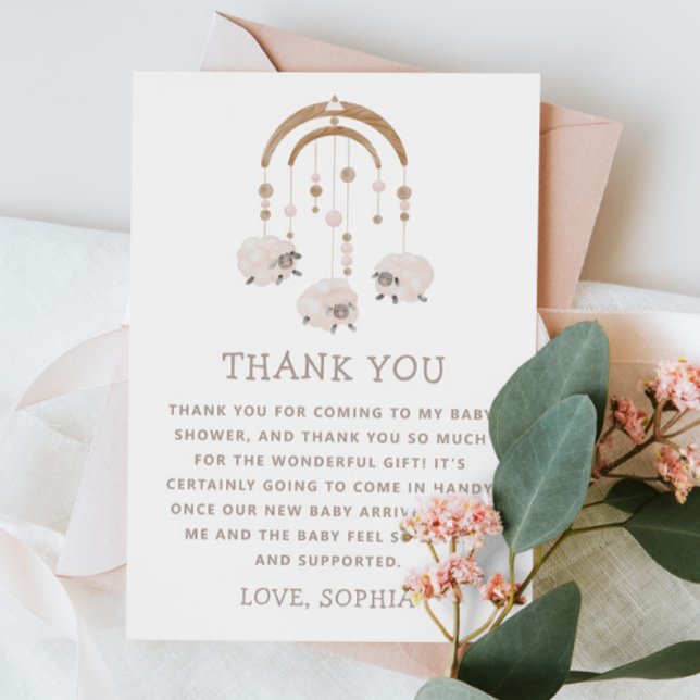 Boho Sheep Mobile | Neutral Baby Shower Card (Creator Uploaded)