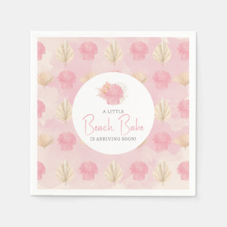 Boho Shell Pink Ocean Baby Shower Napkin