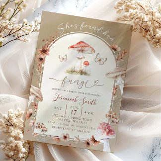 Boho She's Found Her Fungi Mushroom Bridal Shower Invitation
