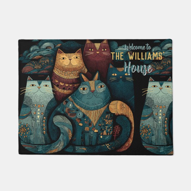 Boho Siamese Cat Mum House Warming Present  Doormat (Front)