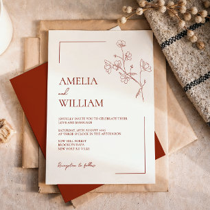 Boho Sienna Terracotta Floral Wedding Invitation