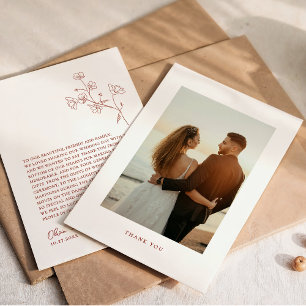 Boho Sienna Terracotta Floral Wedding Thank You Card