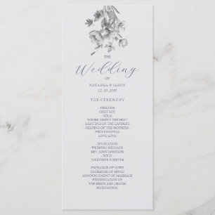 Boho Silver Floral Wedding Program Programme