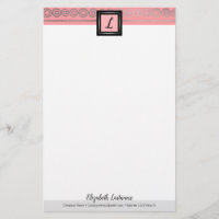 Boho Silver Frame Initial & Name Monogram Statione