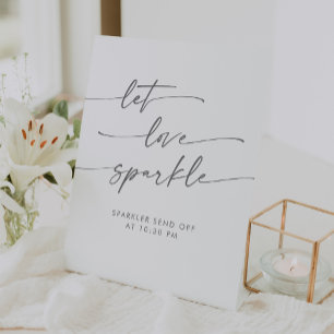 Boho Silver Grey Sparkler Send Off Wedding Pedestal Sign
