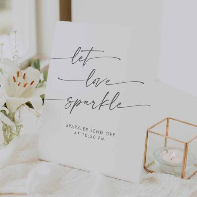 Boho Silver Grey Sparkler Send Off Wedding Pedestal Sign (Boho Silver Gray Sparkler Send Off Wedding Pedestal Sign)