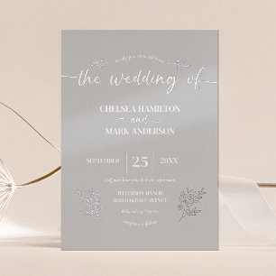 Boho Silver Trendy Script Wedding