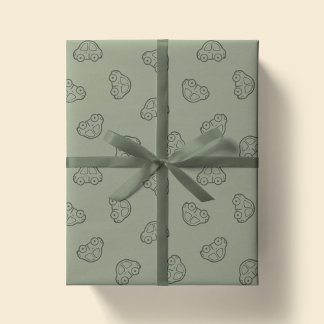 Boho Simple Cars Vehicle Modern Boy Sage Green Wrapping Paper